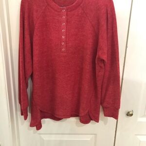 Zenana Outfitters Red Crew Neck Sweater Soft Knit